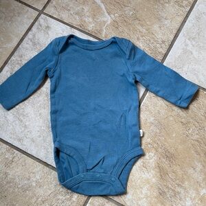 Organic Cotton Blue Long Sleeve Baby Onesie